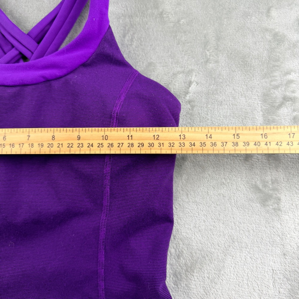 Lululemon Free To Be Women's Size 6 Tank Purple Striped Strappy Back Yoga Top - Picture 7 of 7